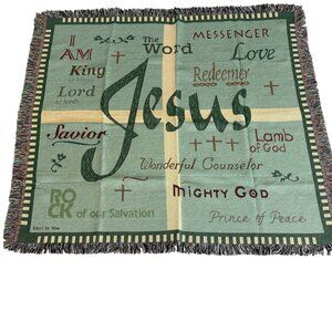 Christian Woven Tapestry Blanket Names Of Jesus Throw NEW WITHOUT TAGS 55 X 72